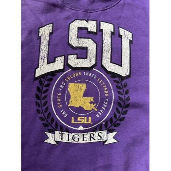 LSU Tiger Purple Pull Over Long Sleeve Cropped Sweater Womens NCAA Size Medium - Picture 2 of 10